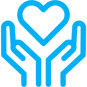 Hands holding heart icon