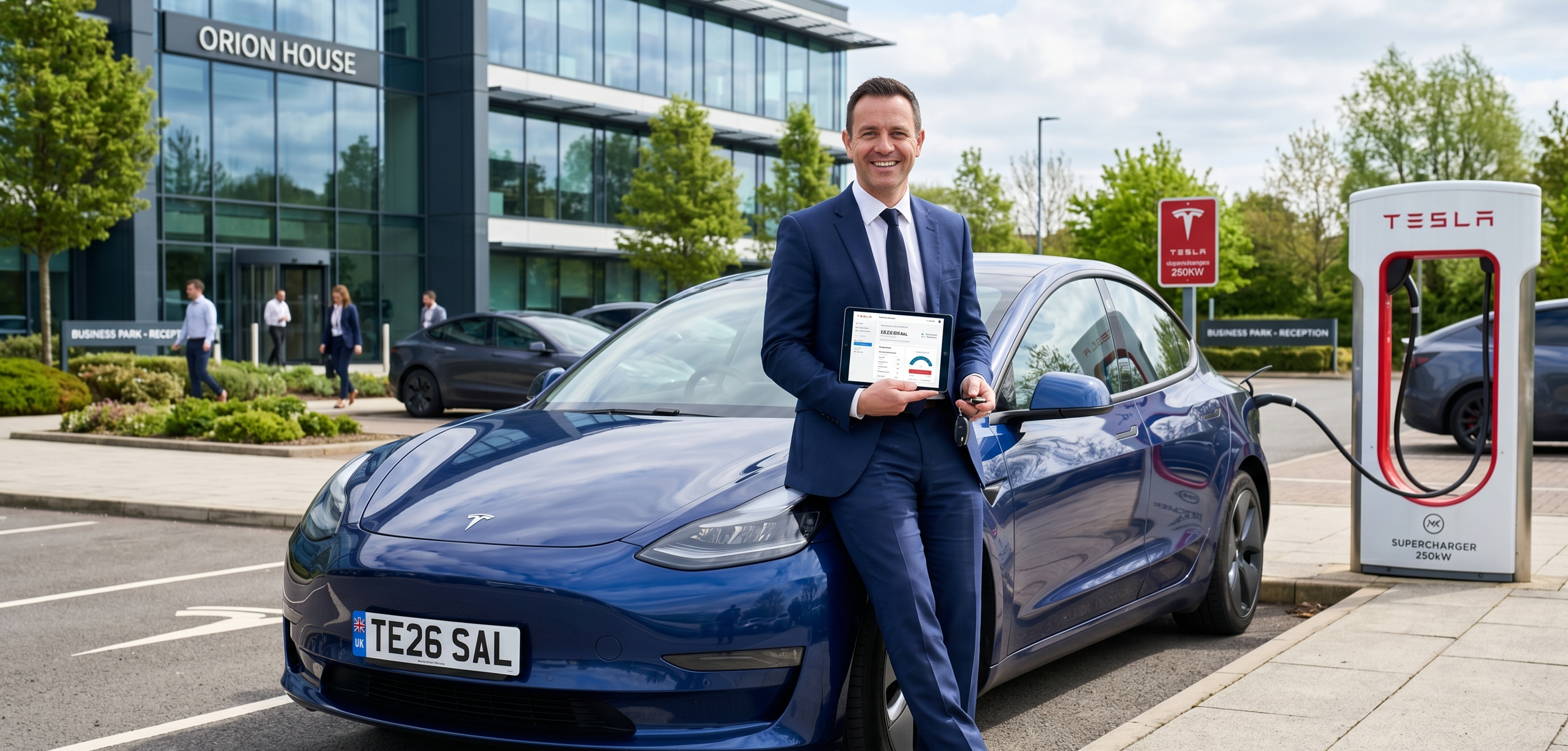 Tesla Salary Sacrifice man in blue suit