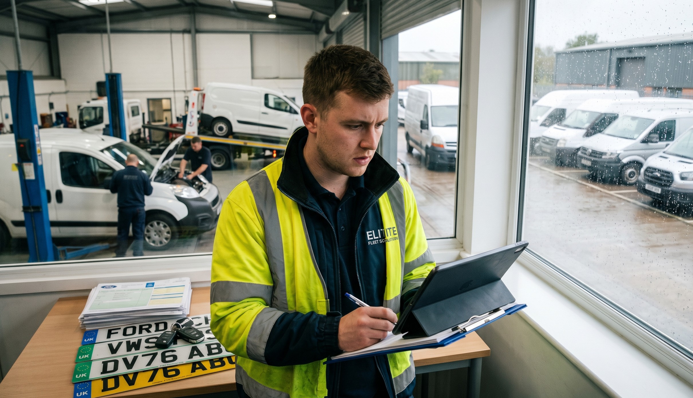 man considering fleet options inside