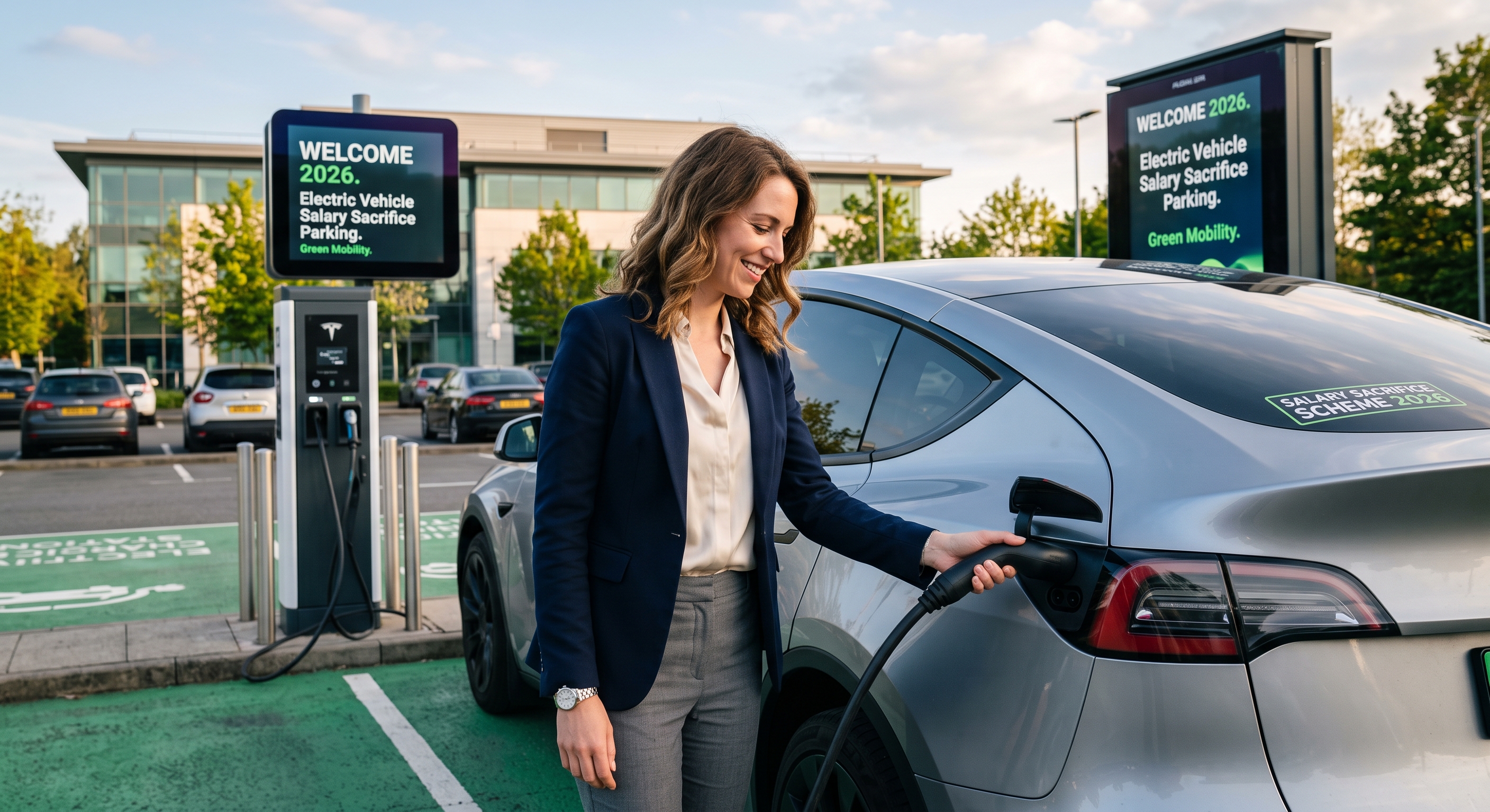 Lady charging her car